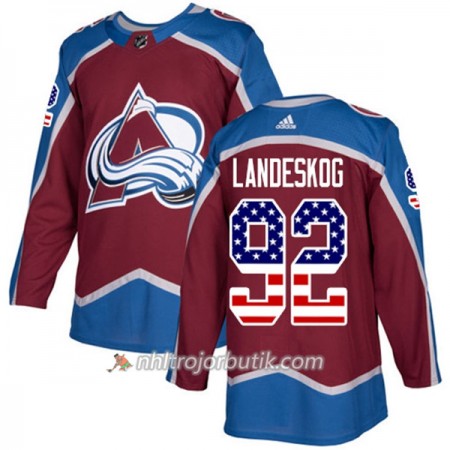 Män Ishockey Colorado Avalanche Tröja Gabriel Landeskog 92 Adidas 2017-2018 Burgundy Röd USA Flag Fashion Authentic Män Ishockey Colorado Avalanche Tröja Gabriel Landeskog 92 Adidas 2017-2018 Burgundy Röd USA Flag Fashion Authentic